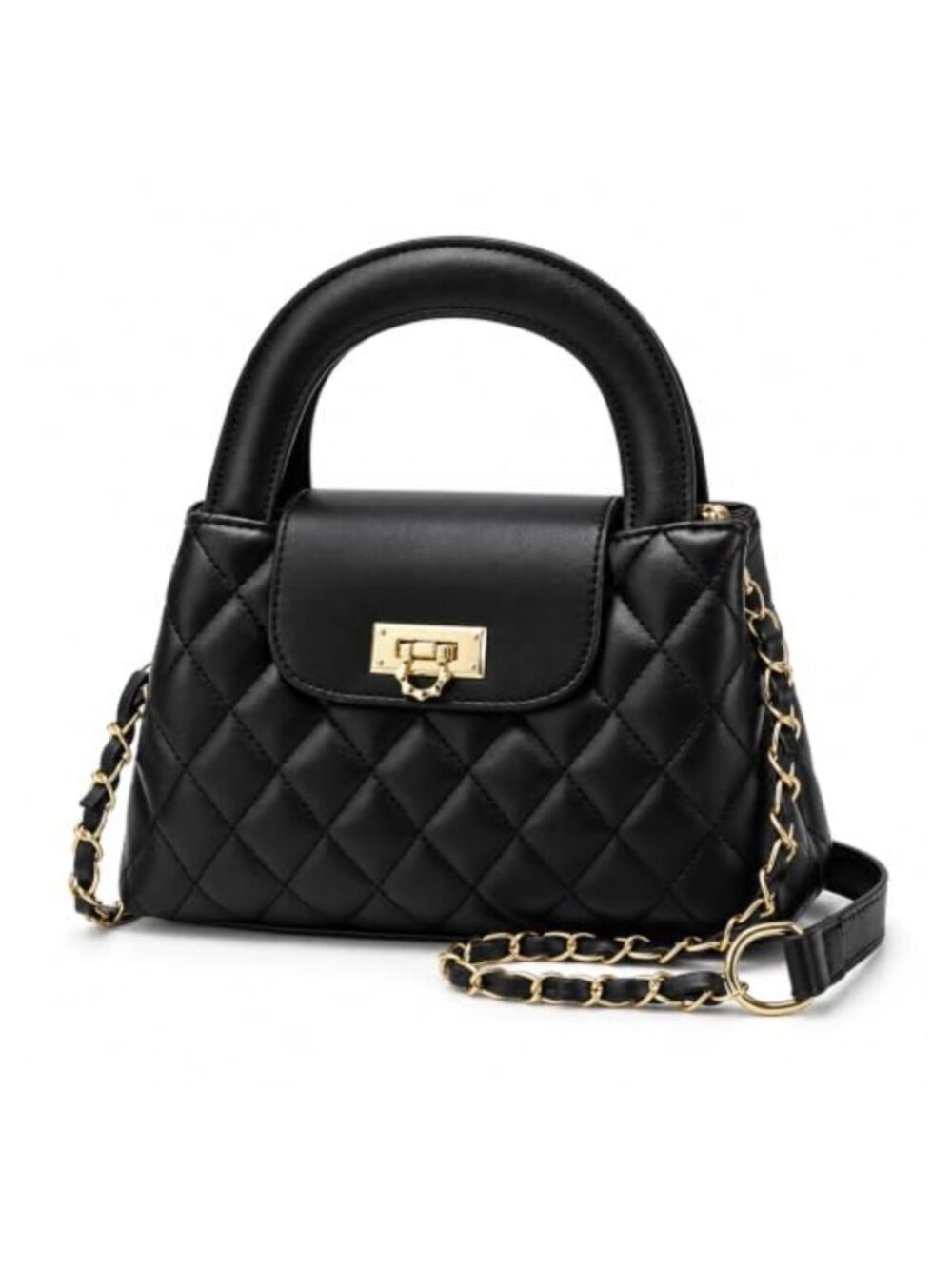 Quilted Faux Leather Crossbody Purse Mini Satchel Chain Strap